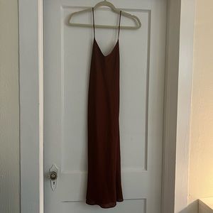 Silky maroon slip dress